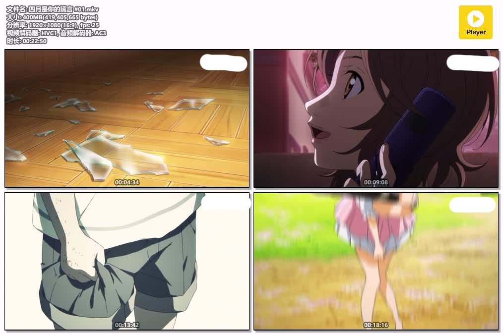 插图:《四月是你的謊言》粤日双语版全22集 | 1080P高清+中文字幕 | 粤语动画 | 百度网盘/夸克网盘，编号:324